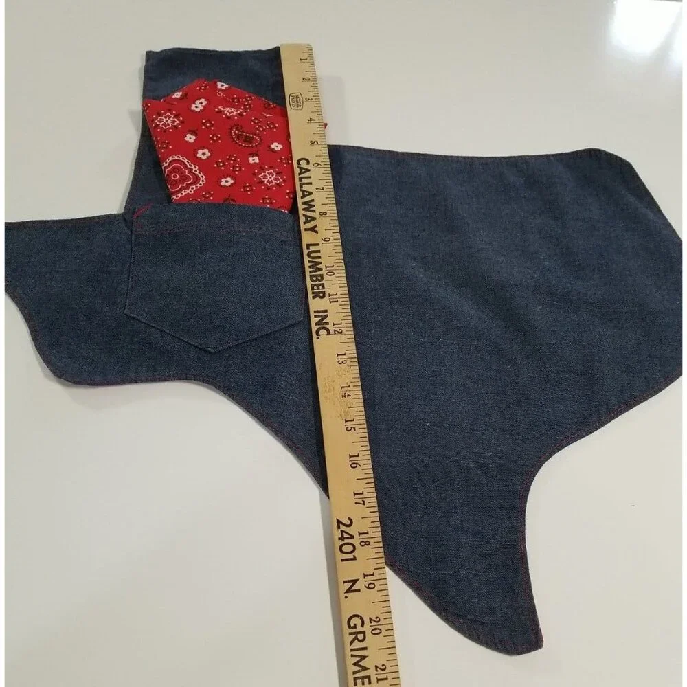 Set of 4 Texas Shaped Placemats Red‎ Bandana Napkins Soft Denim Handcrafted